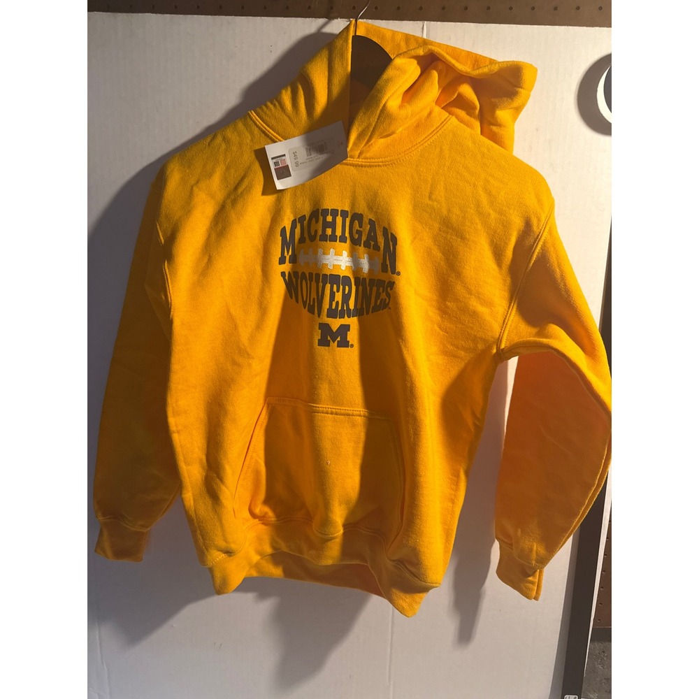 Gildan Michigan Wolverines Football Youth Hoodie Gold Yellow Kids Medium M Sweat